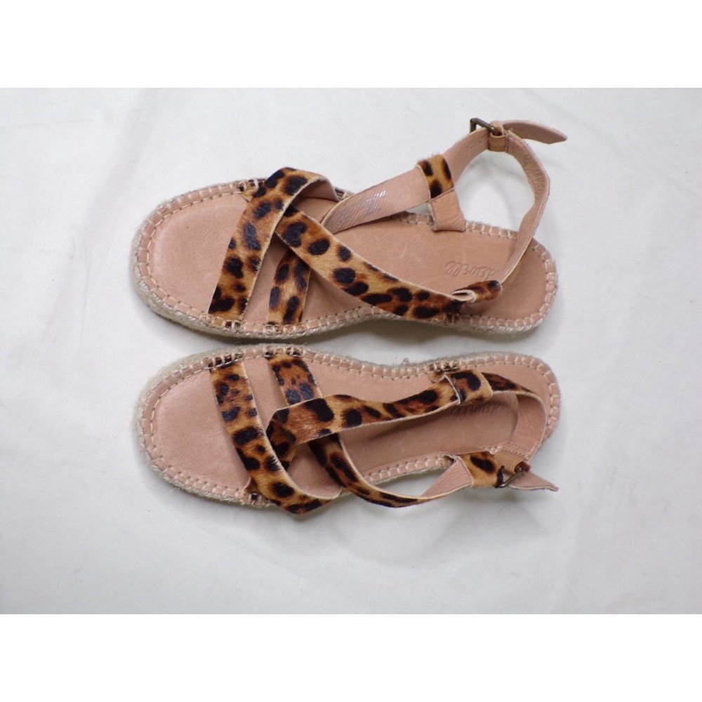 MADEWELL Malia Espadrille Sandal Leopard Calf Hair 9 NEW $138 - Picture 5 of 10